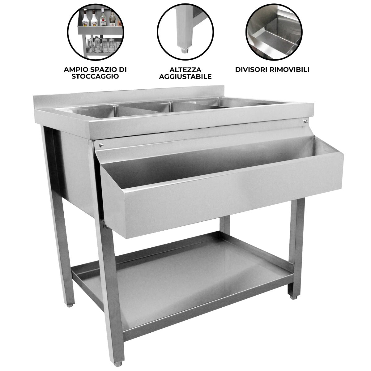 Cocktail Station da Bar e Pub in Acciaio Inossidabile per Preparare Cocktail