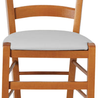 Sedia legno venezia color ciliegio con seduta similpelle imbottita grigio chiaro