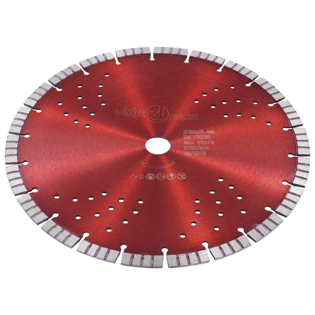 Disco da taglio diamantato con turbo e fori lama per sega disco per smerigliatrice rettificatrice sega da tavolo macchina per il taglio dell'acciaio 300 mm 02_0003730