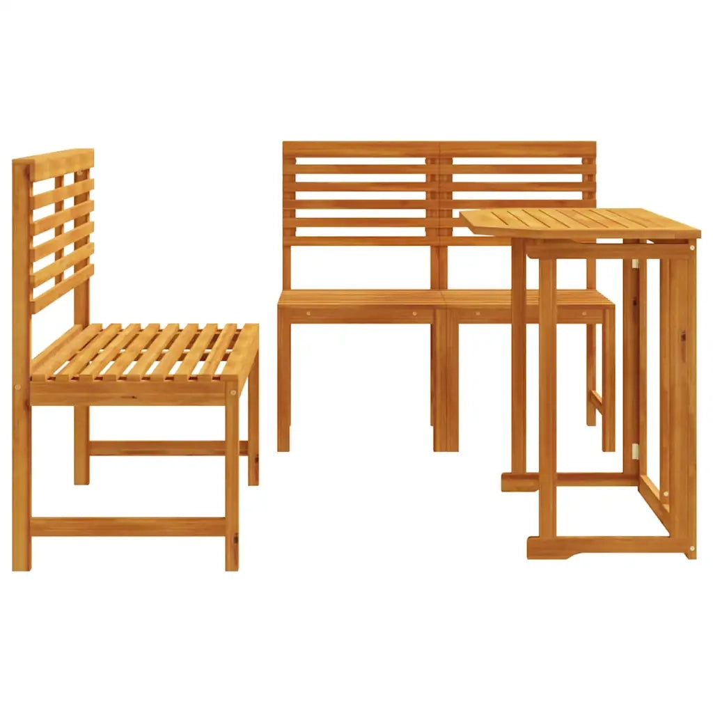 Set Bistro da Giardino 3 pcs Marrone Legno di Acacia Massello 3328695