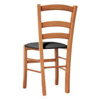 Sedia legno venezia ciliegio con seduta similpelle imbottita grigio antracite