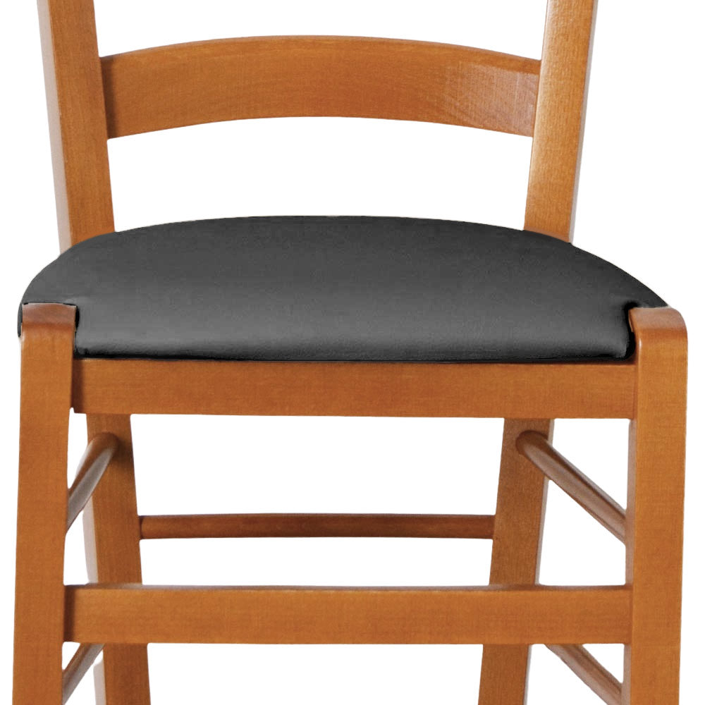 Sedia legno venezia ciliegio con seduta similpelle imbottita grigio antracite