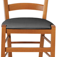 Sedia legno venezia ciliegio con seduta similpelle imbottita grigio antracite