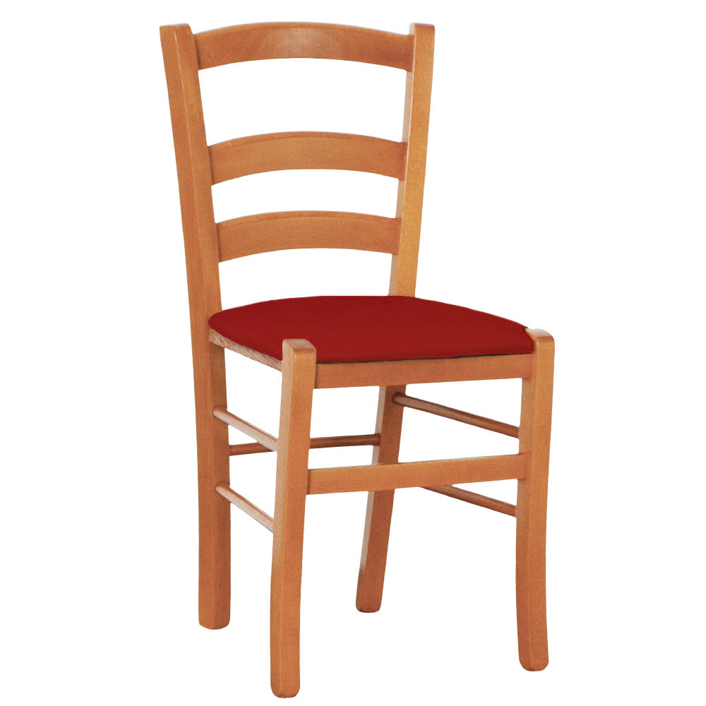Sedia legno venezia ciliegio con seduta similpelle imbottita rosso