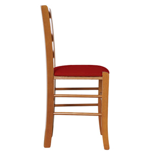 Sedia legno venezia ciliegio con seduta similpelle imbottita rosso