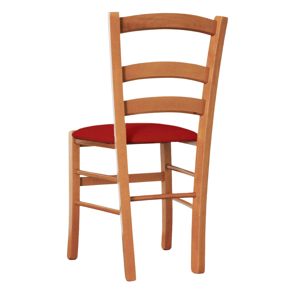 Sedia legno venezia ciliegio con seduta similpelle imbottita rosso