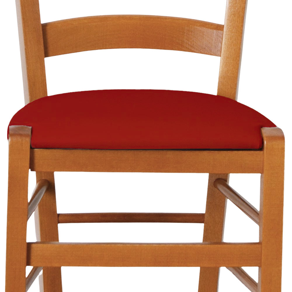 Sedia legno venezia ciliegio con seduta similpelle imbottita rosso