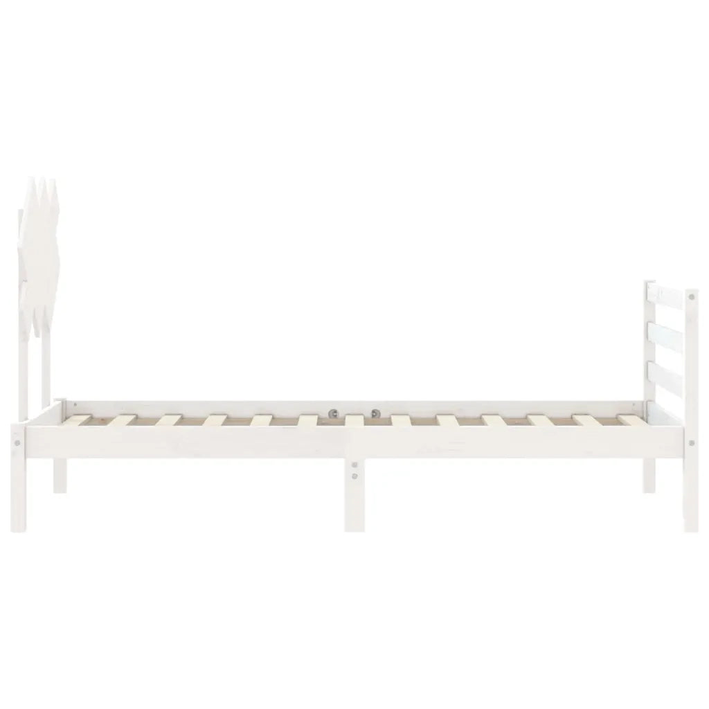 Giroletto con Testiera-Struttura Letto con testiera Bianco 90x200 cm in Legno Massello 868930