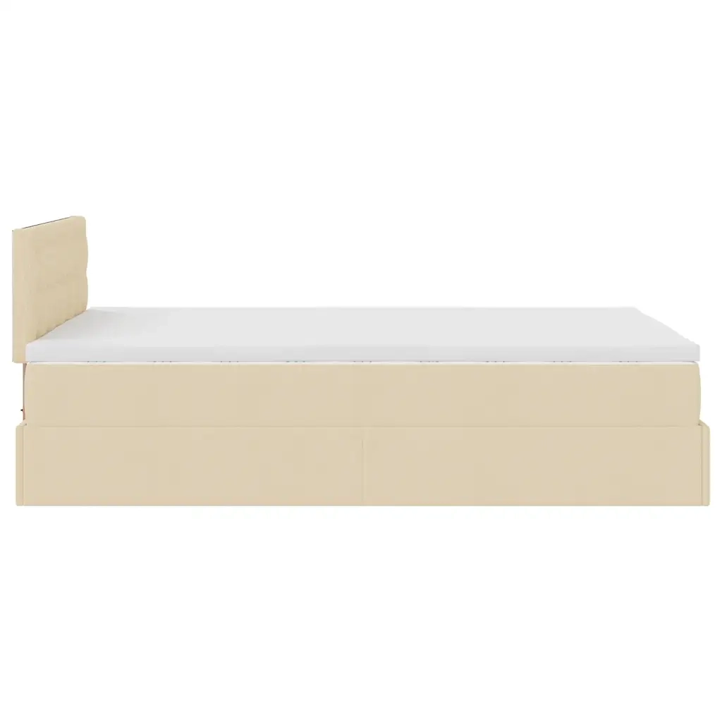 Struttura Letto Pouf con Materasso Crema 120x190 cm in Tessuto 3311613