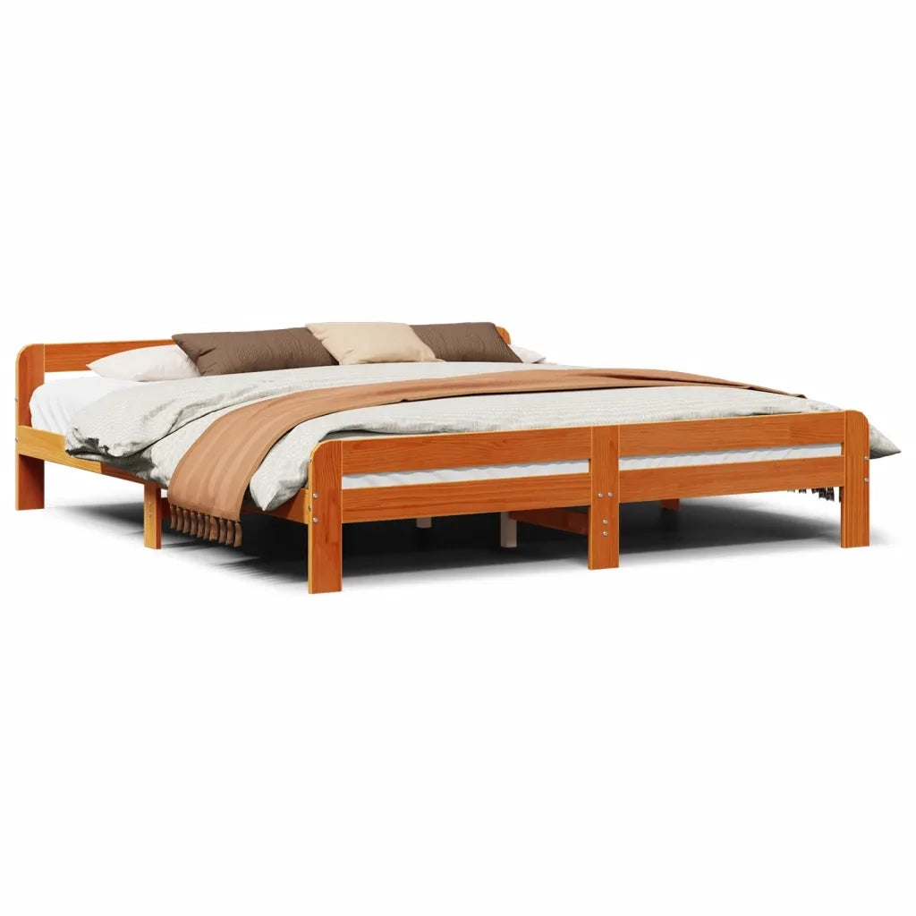 vidaXL Letto senza Materasso Marrone Cera 200x200 cm in Legno di Pino