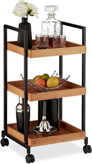 Carrello cucina stabile per servizio / Carrello per bevande su ruote - Carrello di archiviazione 34 x 37 x 69,5 cm