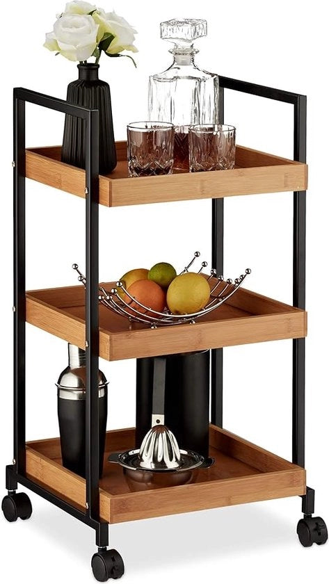 Carrello cucina stabile per servizio / Carrello per bevande su ruote - Carrello di archiviazione 34 x 37 x 69,5 cm
