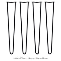 4 Gambe per Tavolo a Forcina SkiSki Legs 71cm Acciaio Nero 2 Rebbi 12mm