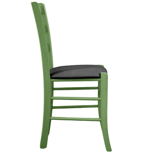 Sedia legno Venezia verde con seduta in similpelle grigio antracite