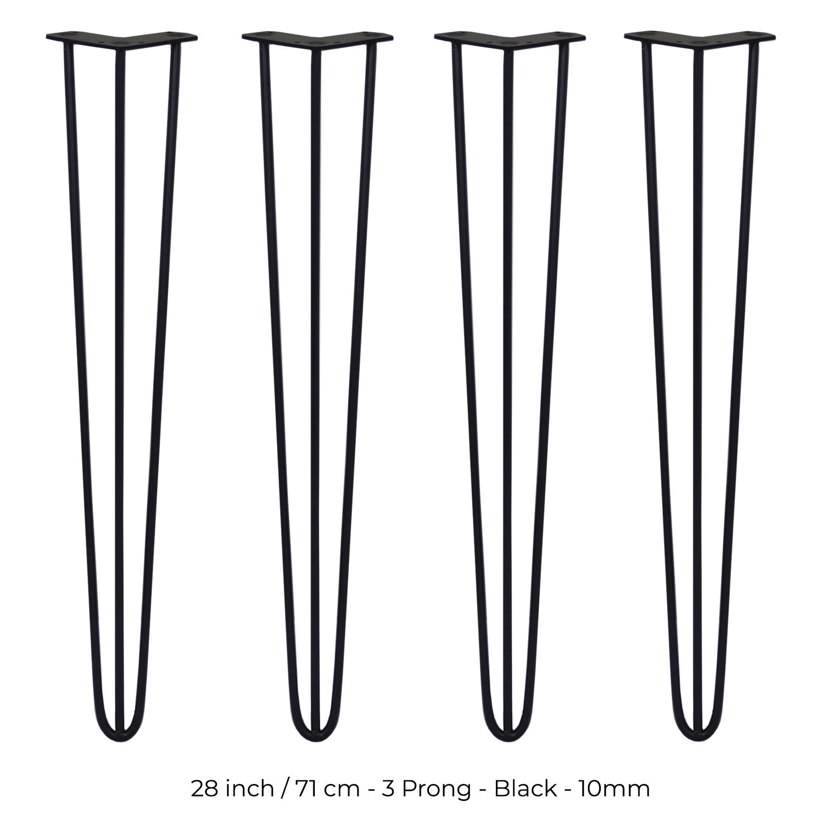 4 Gambe per Tavolo a Forcina SkiSki Legs 71cm Acciaio Nero 3 Rebbi 10mm
