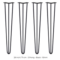 4 Gambe per Tavolo a Forcina SkiSki Legs 71cm Acciaio Nero 3 Rebbi 10mm