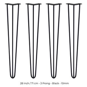 4 Gambe per Tavolo a Forcina SkiSki Legs 71cm Acciaio Nero 3 Rebbi 10mm