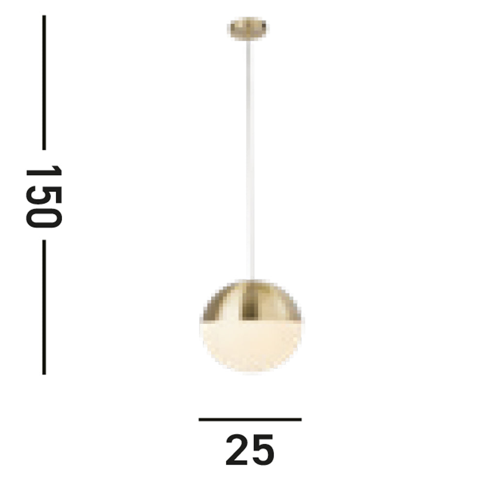 Sospensione Contemporanea Endor Acciaio Ottone Vetro Bianco 1 Luce E27