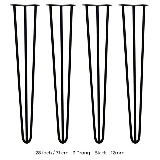 4 Gambe per Tavolo a Forcina SkiSki Legs 71cm Acciaio Nero 3 Rebbi 12mm