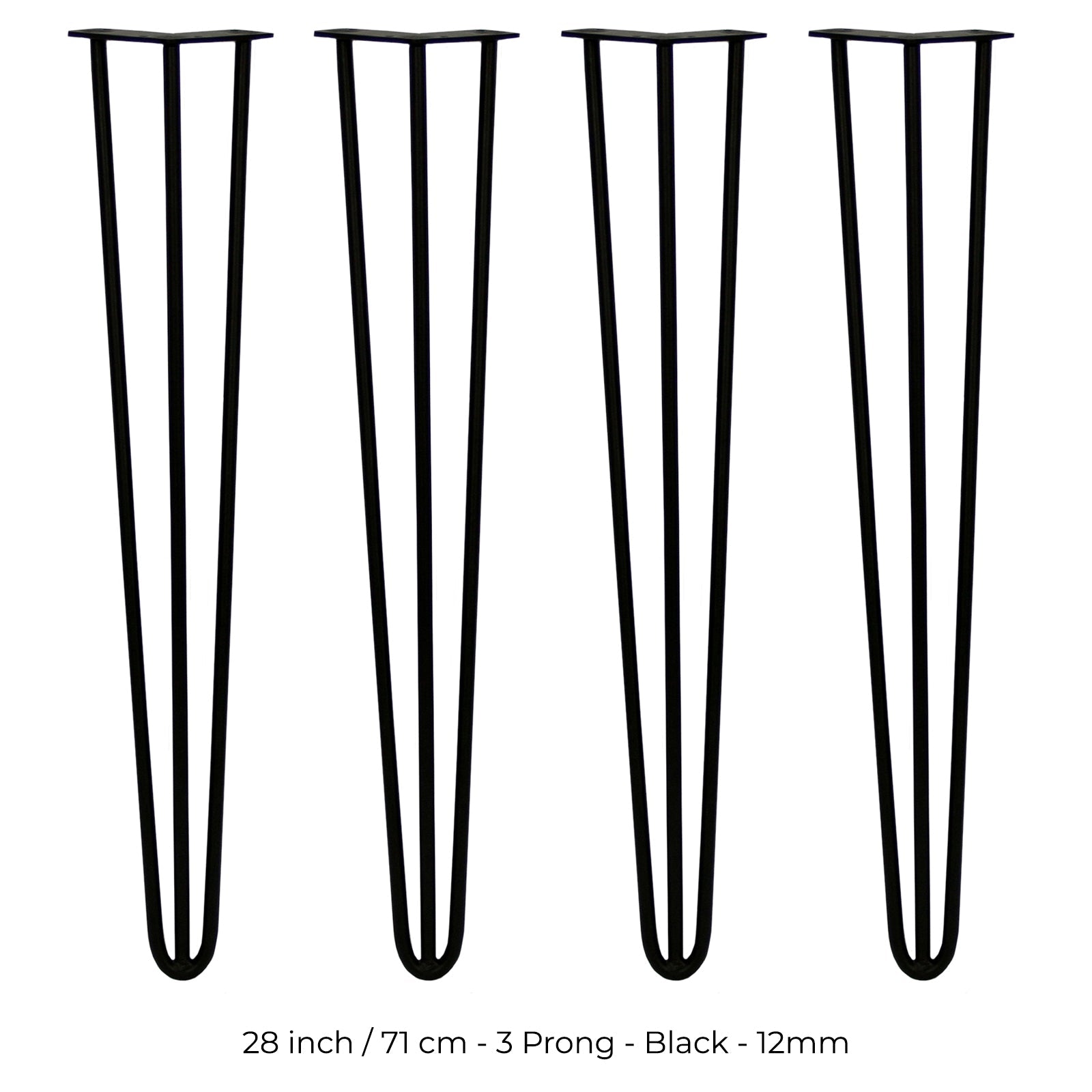4 Gambe per Tavolo a Forcina SkiSki Legs 71cm Acciaio Nero 3 Rebbi 12mm