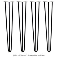 4 Gambe per Tavolo a Forcina SkiSki Legs 71cm Acciaio Nero 3 Rebbi 12mm