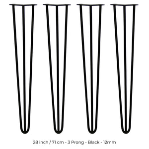 4 Gambe per Tavolo a Forcina SkiSki Legs 71cm Acciaio Nero 3 Rebbi 12mm