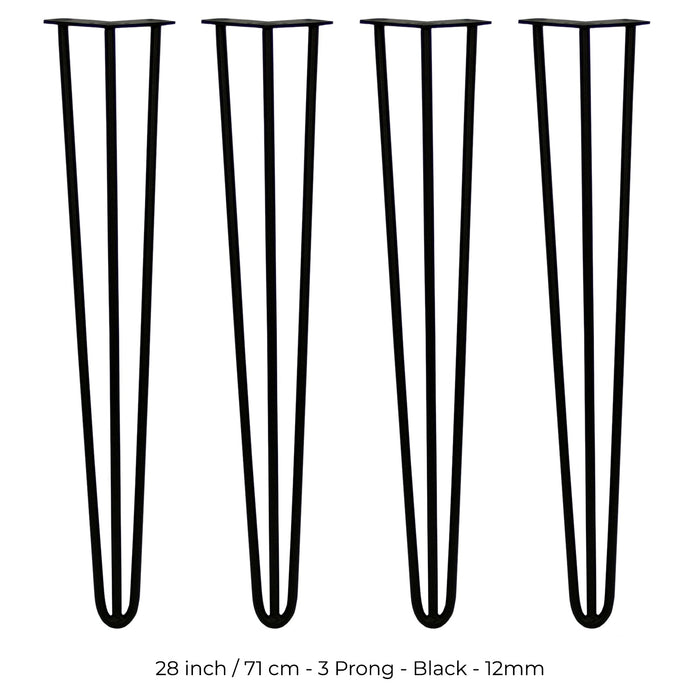 4 Gambe per Tavolo a Forcina SkiSki Legs 71cm Acciaio Nero 3 Rebbi 12mm
