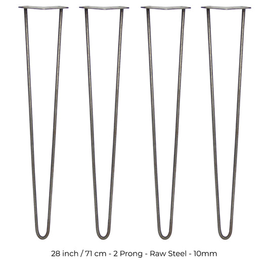 4 Gambe per Tavolo a Forcina SkiSki Legs 71cm Acciaio Naturale 2 Rebbi 10mm