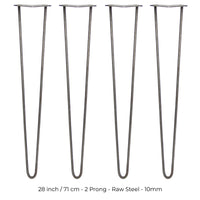 4 Gambe per Tavolo a Forcina SkiSki Legs 71cm Acciaio Naturale 2 Rebbi 10mm