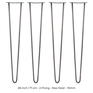 4 Gambe per Tavolo a Forcina SkiSki Legs 71cm Acciaio Naturale 2 Rebbi 10mm