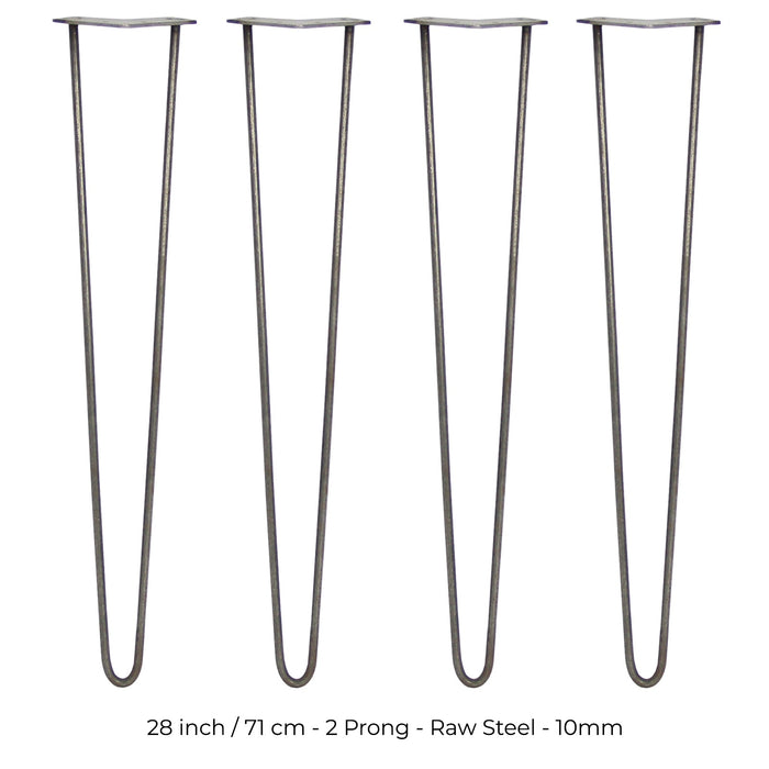 4 Gambe per Tavolo a Forcina SkiSki Legs 71cm Acciaio Naturale 2 Rebbi 10mm