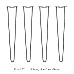 4 Gambe per Tavolo a Forcina SkiSki Legs 71cm Acciaio Naturale 2 Rebbi 12mm