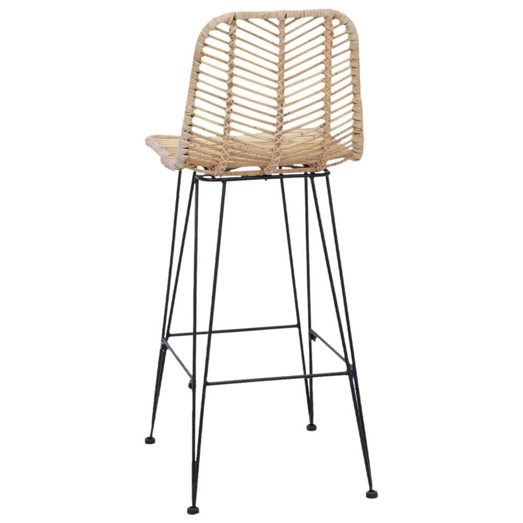 Sedia da Bar 2 pcs Naturale 44,5 x 53 x 111 cm Rattan e Ferro 42011547