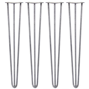 4 Gambe per Tavolo a Forcina SkiSki Legs 71cm Acciaio Naturale 3 Rebbi 12mm