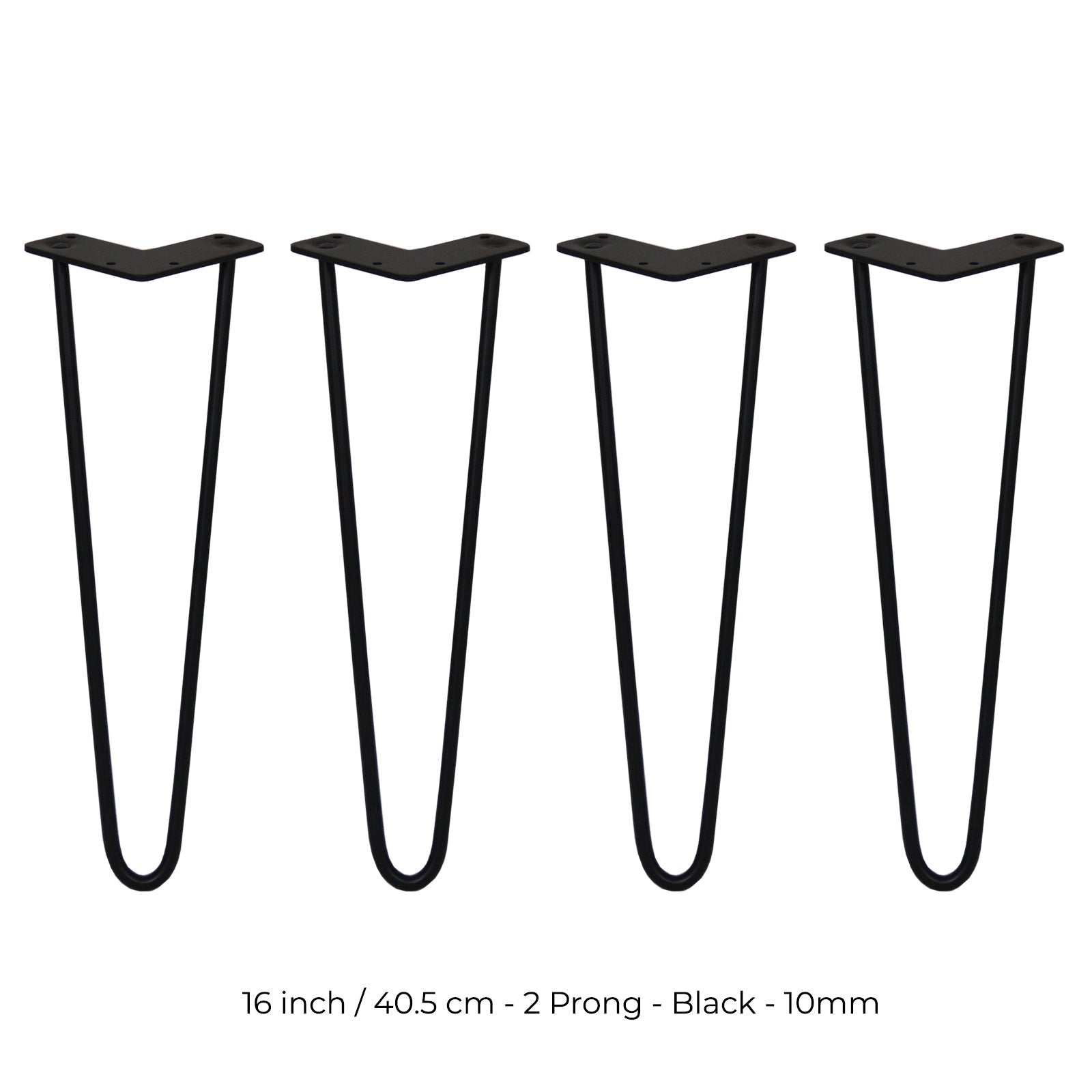4 Gambe per Tavolo a Forcina SkiSki Legs 40,6cm Acciaio Nero 2 Rebbi 10mm