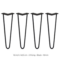 4 Gambe per Tavolo a Forcina SkiSki Legs 40,6cm Acciaio Nero 2 Rebbi 10mm