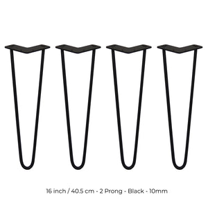 4 Gambe per Tavolo a Forcina SkiSki Legs 40,6cm Acciaio Nero 2 Rebbi 10mm