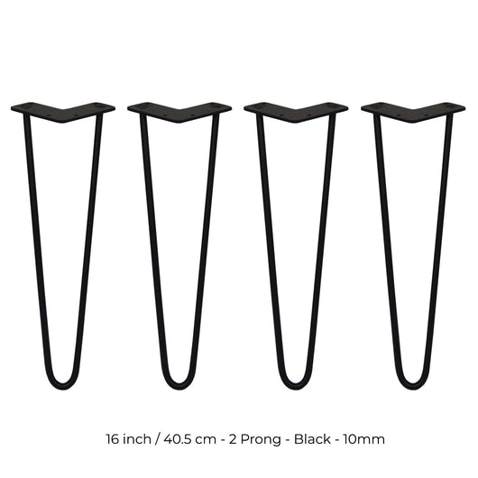 4 Gambe per Tavolo a Forcina SkiSki Legs 40,6cm Acciaio Nero 2 Rebbi 10mm