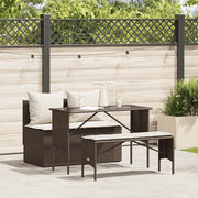 vidaXL Set da Pranzo da Giardino 3pz con Cuscini in Polyrattan Marrone