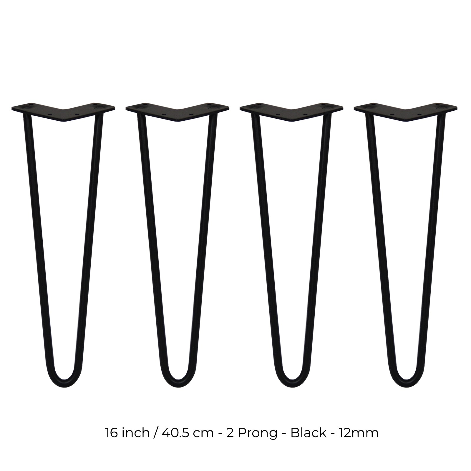 4 Gambe per Tavolo a Forcina SkiSki Legs 40,6cm Acciaio Nero 2 Rebbi 12mm