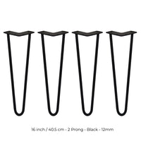 4 Gambe per Tavolo a Forcina SkiSki Legs 40,6cm Acciaio Nero 2 Rebbi 12mm