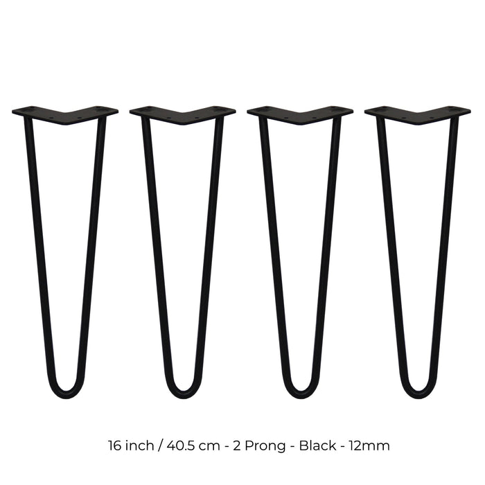 4 Gambe per Tavolo a Forcina SkiSki Legs 40,6cm Acciaio Nero 2 Rebbi 12mm