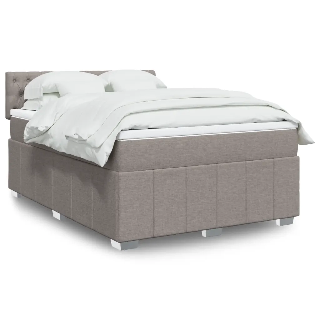 vidaXL Giroletto a Molle con Materasso Tortora 160x200 cm in Tessuto