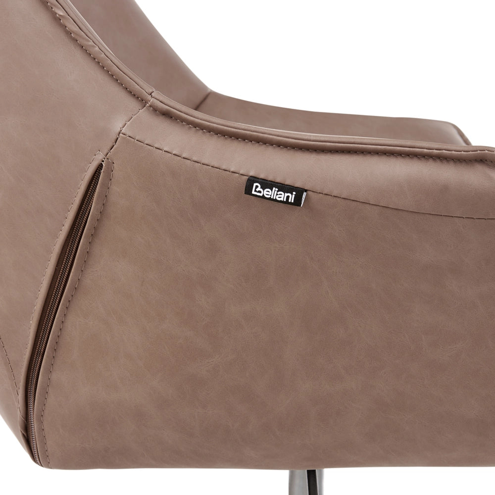 Sedia da ufficio in ecopelle marrone chiaro girevole altezza regolabile stile moderno home office