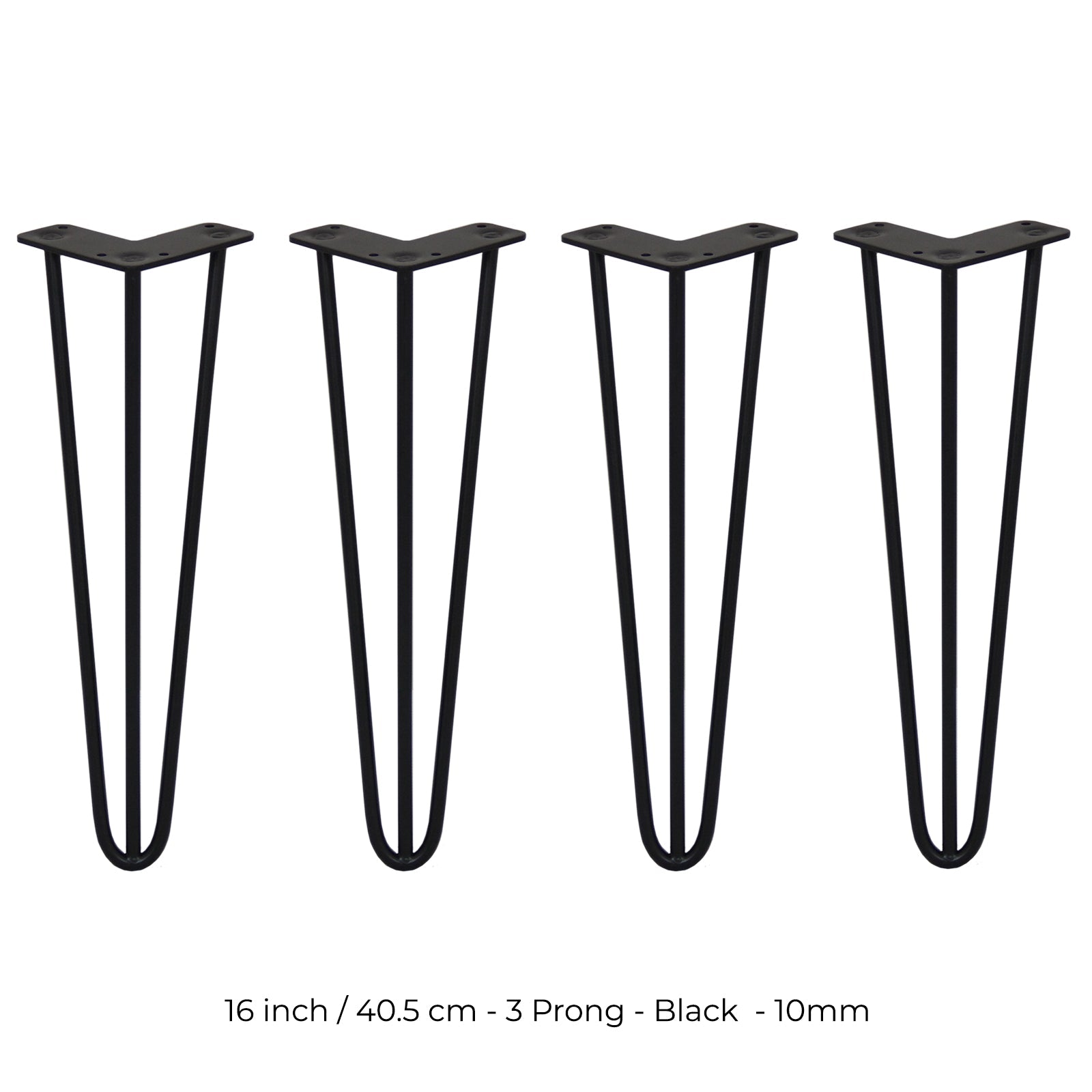 4 Gambe per Tavolo a Forcina SkiSki Legs 40,6cm Acciaio Nero 3 Rebbi 10mm