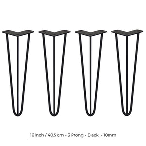 4 Gambe per Tavolo a Forcina SkiSki Legs 40,6cm Acciaio Nero 3 Rebbi 10mm