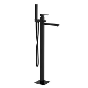 Miscelatore bordo vasca da pavimento nero opaco con kit doccia serie Absolute