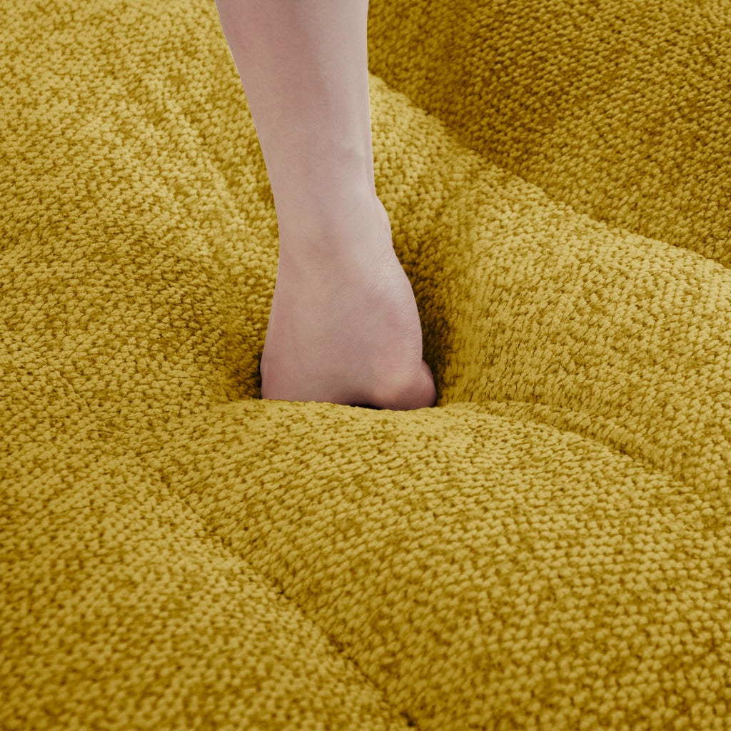 Divano Modulare 4 Posti con Poggiapiedi ¨C MINIMAL ¨C Tessuto Morbido Giallo