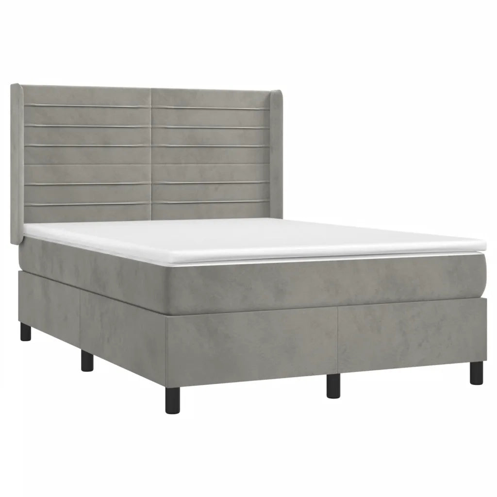 Giroletto a Molle con Materasso Grigio Chiaro 140x200cm Velluto 3132741
