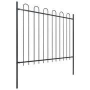 Recinzione da Giardino | Recinzione da cortile con Parte Superiore ad Anello in Acciaio 714,5x150 cm Nero